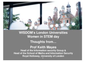 Presentation at WISDOM London Universities Women in STEM Day 2017
